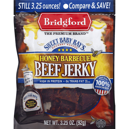slide 2 of 2, Bridgford Honey Barbecue Beef Jerky, 3.25 oz