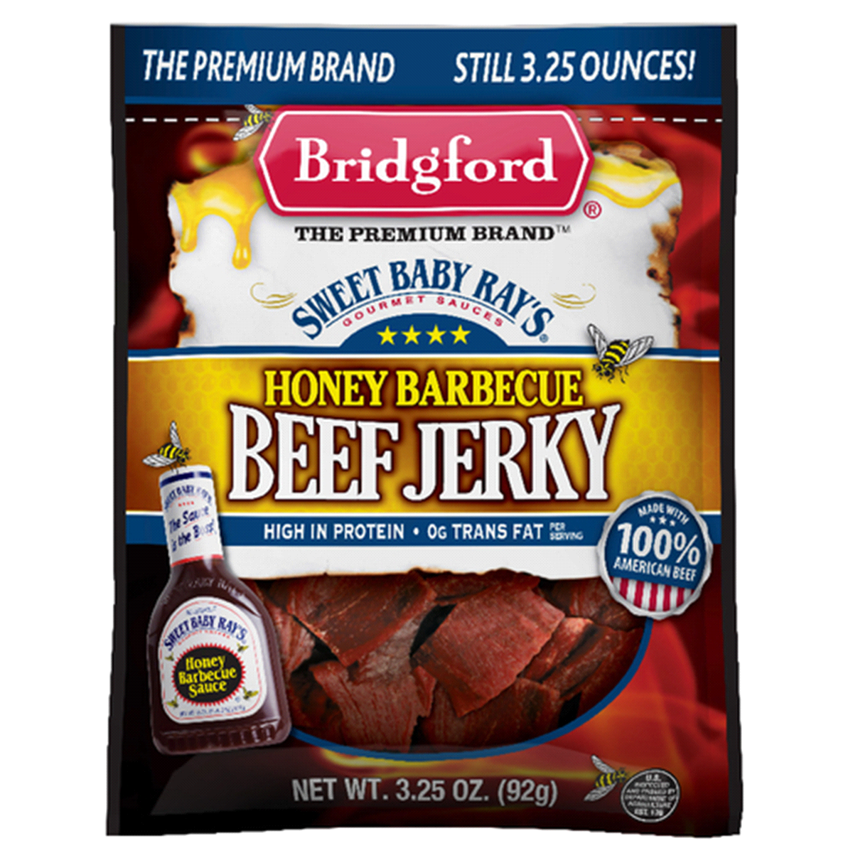 slide 1 of 2, Bridgford Honey Barbecue Beef Jerky, 3.25 oz