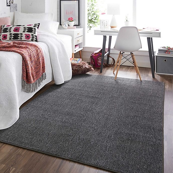 slide 1 of 4, Mohawk Home Back to College Lockstitch Area Rug - Charcoal, 5 ft x 7 ft