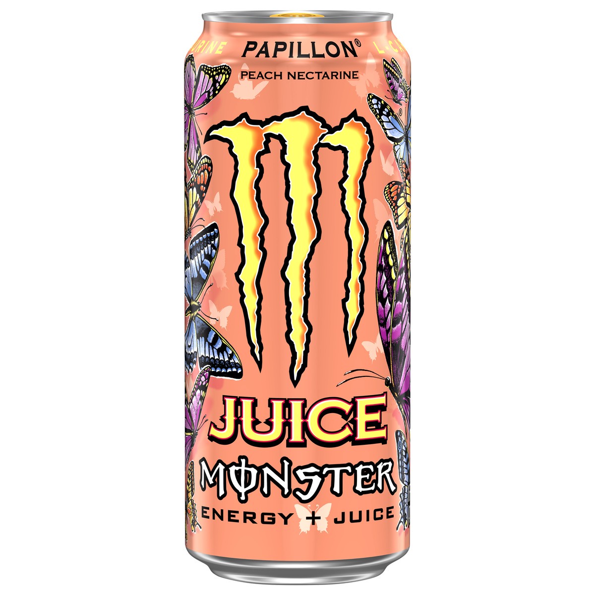 slide 1 of 2, Juice Monster Energy + Juice Papillon Peach Nectarine Energy Drink 16 fl oz, 16 fl oz