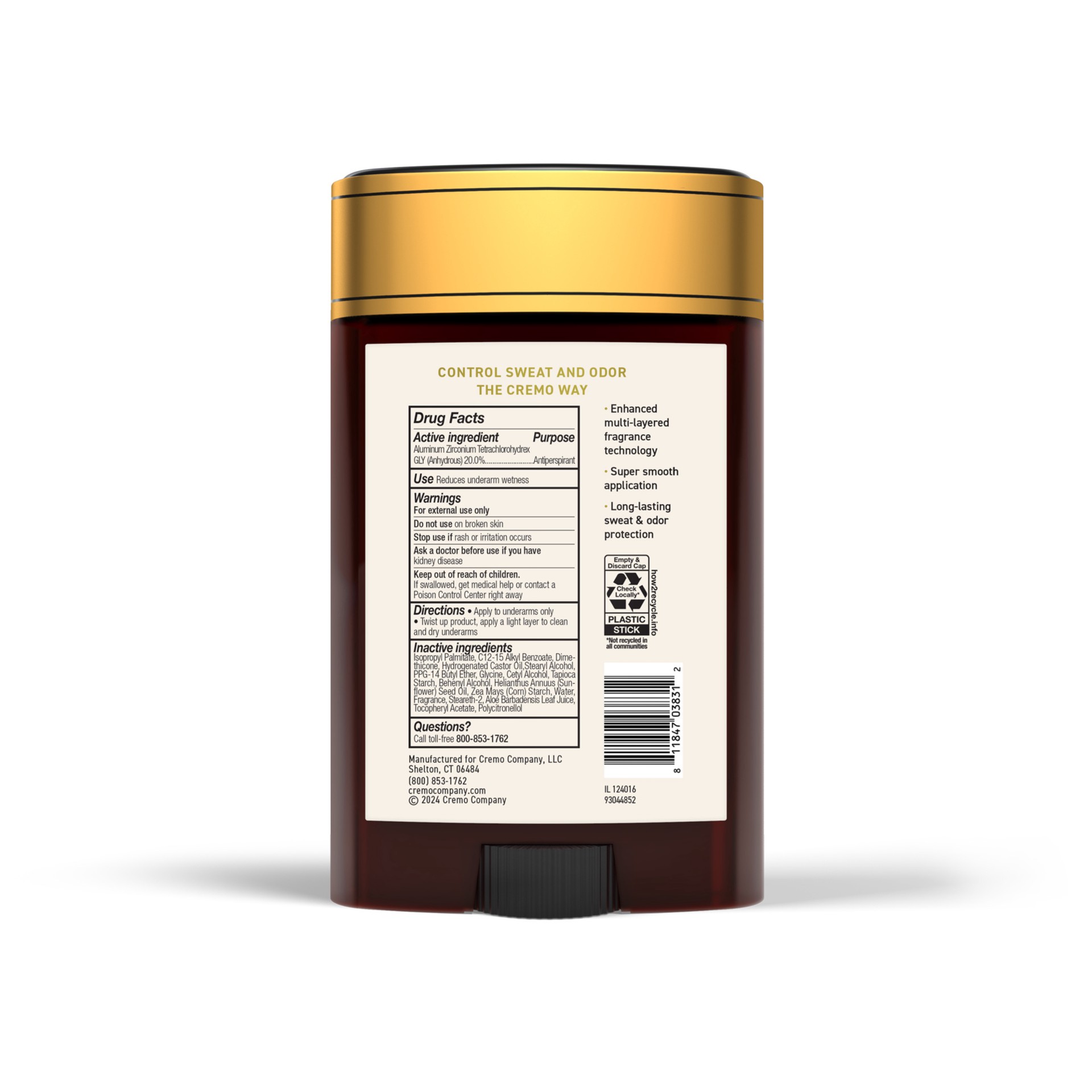 slide 2 of 2, Cremo Antiperspirant Deodorant - Italian Bergamot, 2.65 oz