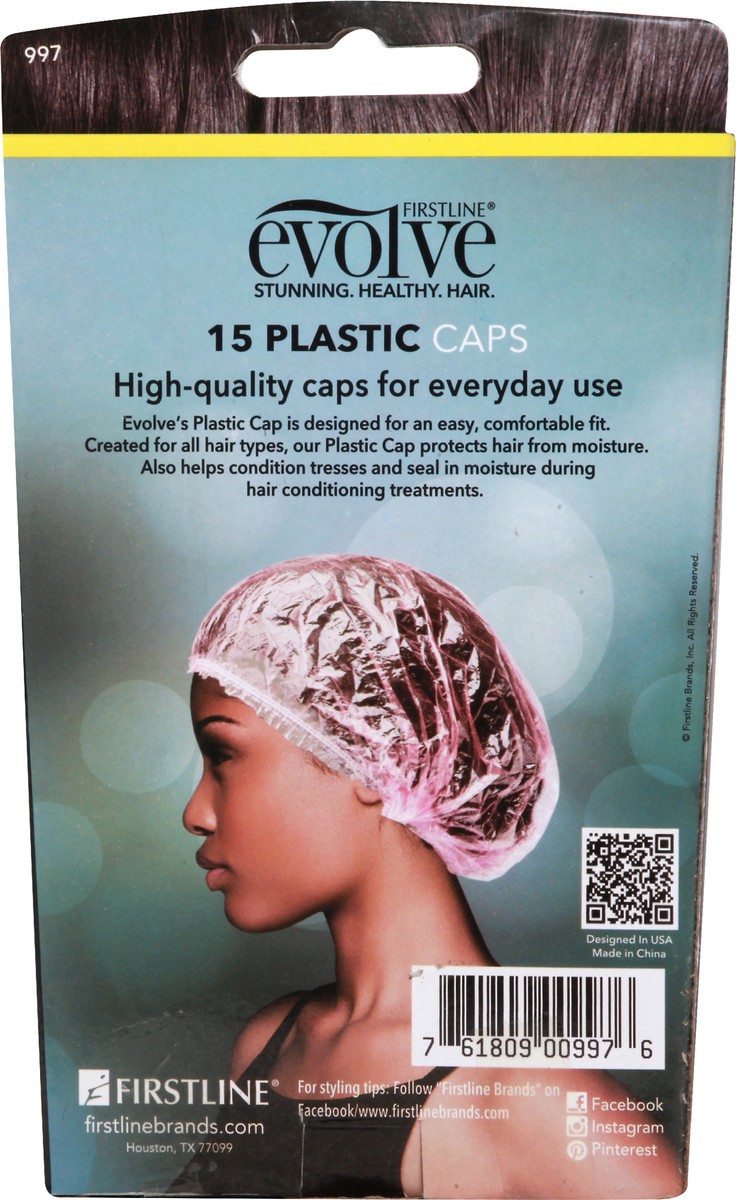 slide 5 of 9, Evolve Sleek Clear Plastic Shower Caps, 15 ct