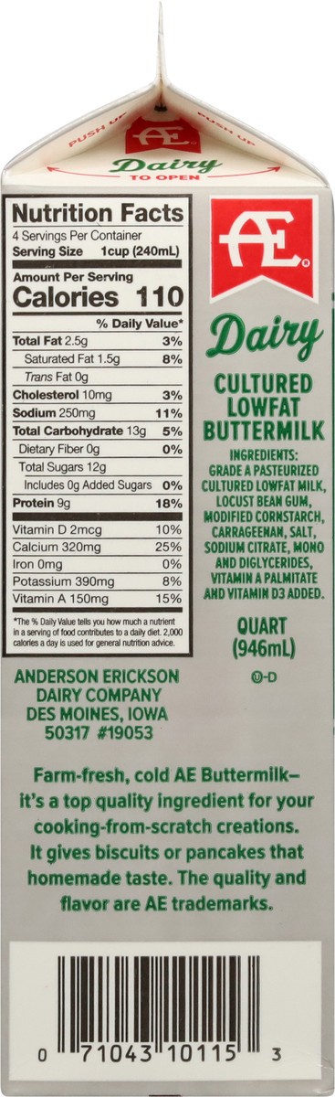 slide 5 of 9, Anderson Erickson Dairy Lowfat Cultured Buttermilk 946 ml, 946 ml