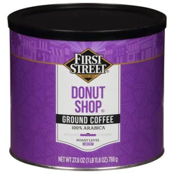 First Street Coffee Ground 100% Arabica Medium Donut Shop - 27.8 oz