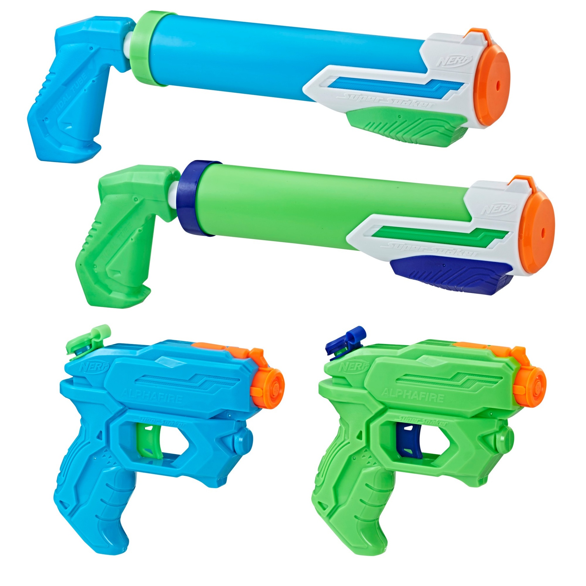 slide 1 of 2, Nerf Floodtastic Super Soaker Blasters, 4 ct