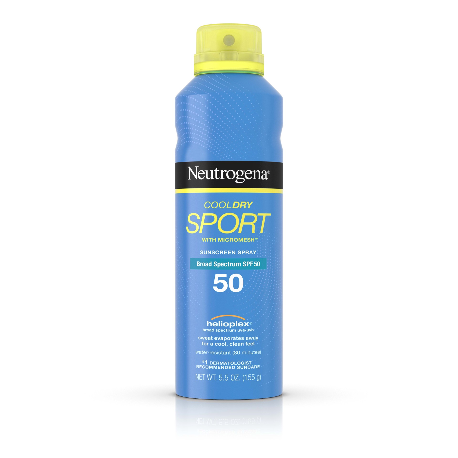 slide 5 of 5, NEUTROGENA COOLDRY SPORT Spray Broad Spectrum SPF 50, 5.5 Fl. Oz, 5.5 oz