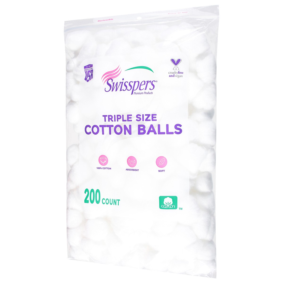 slide 4 of 9, Swisspers Cotton Balls Triple Size 200 ea, 200 ct