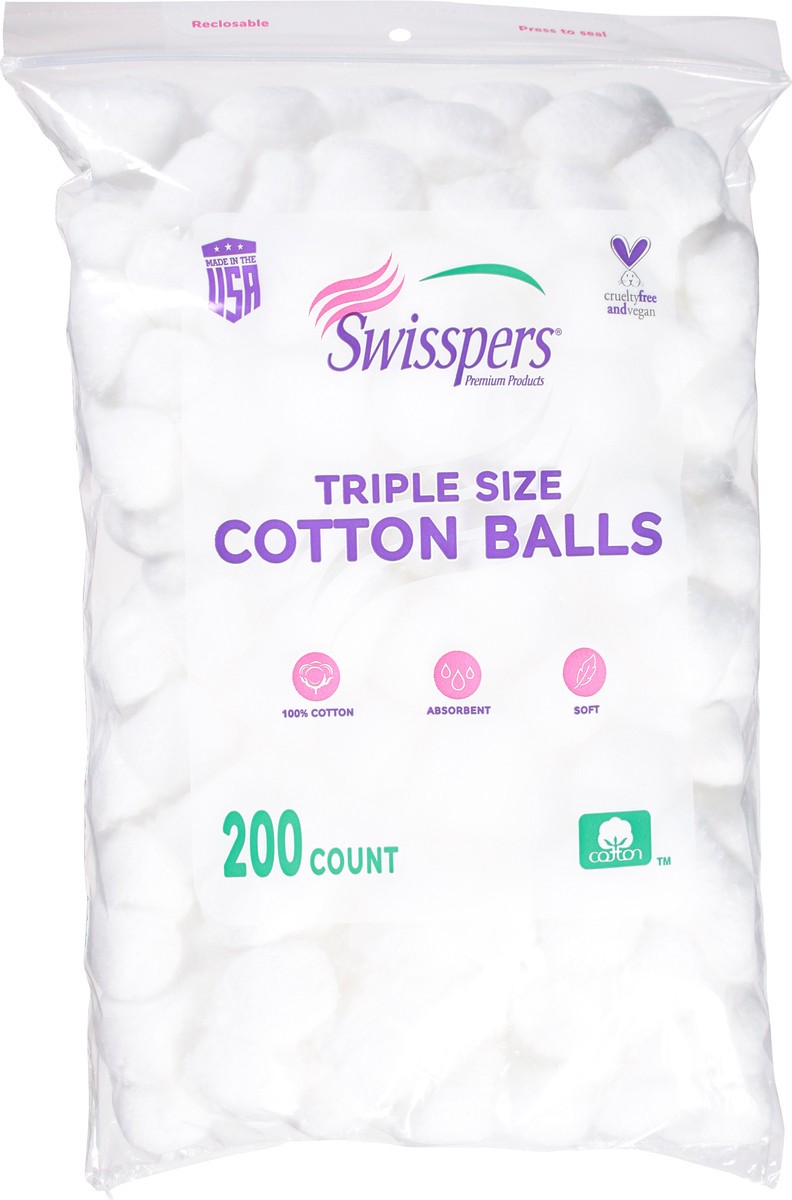 slide 7 of 9, Swisspers Cotton Balls Triple Size 200 ea, 200 ct