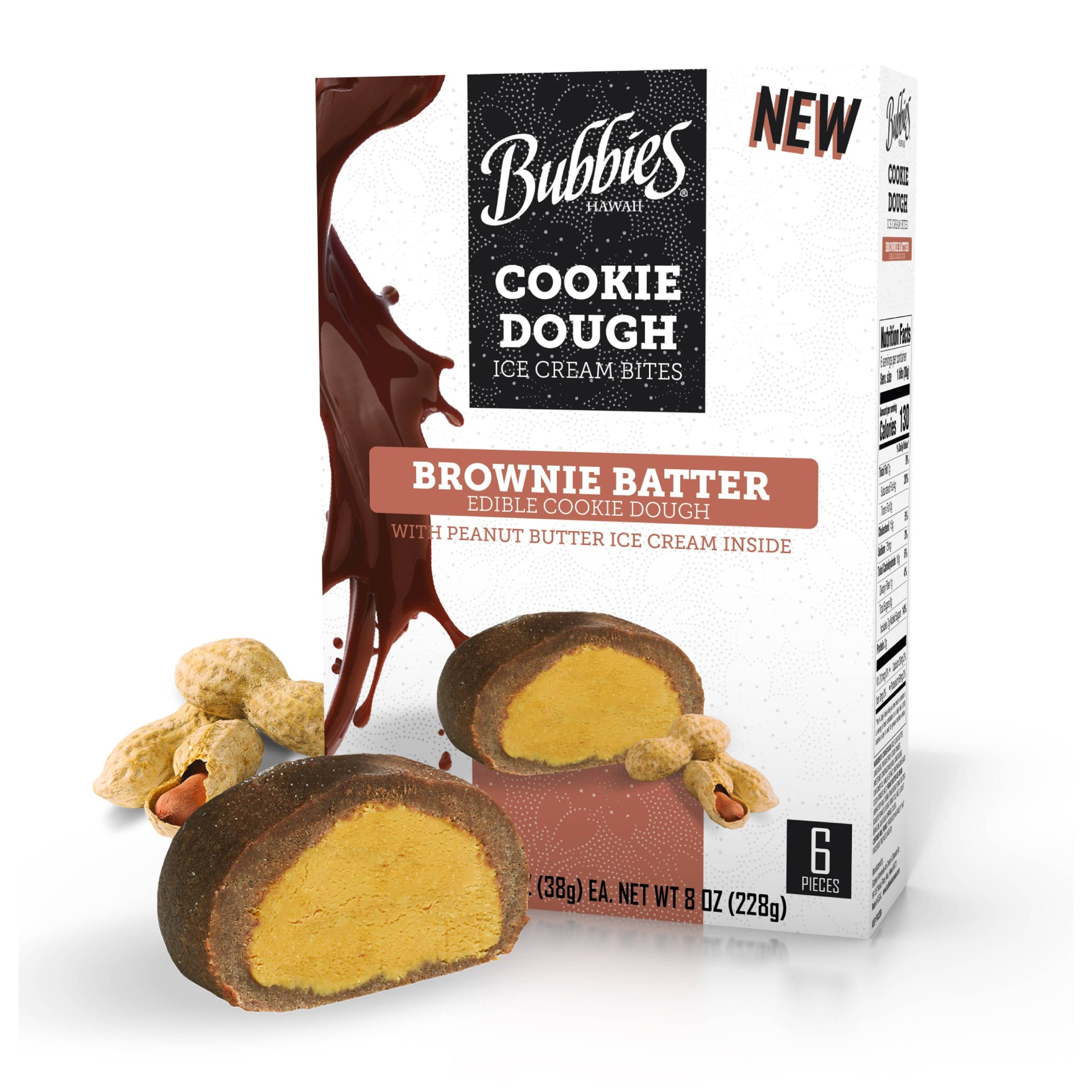 slide 1 of 2, Bubbies Brownie Batter Cookie Dough Mochi, 6 ct