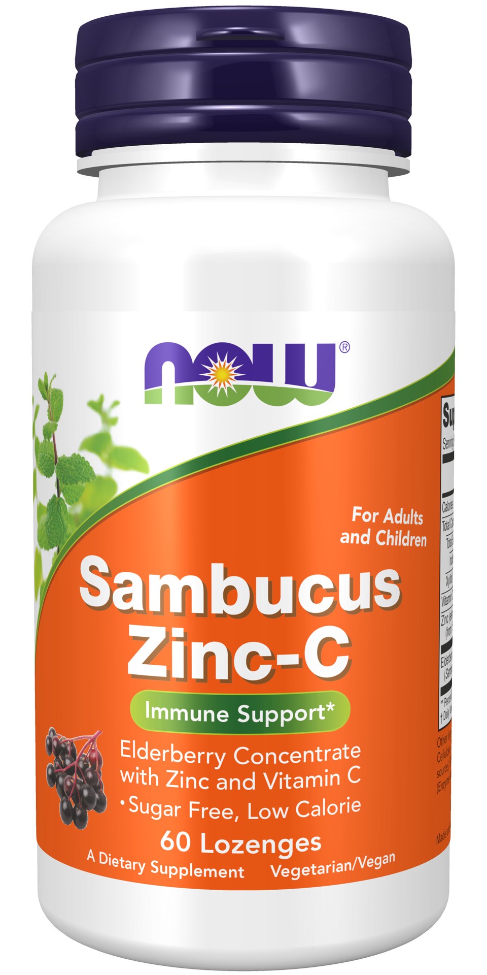 slide 1 of 4, NOW Supplements Sambucus Zinc-C - 60 Lozenges, 60 ct