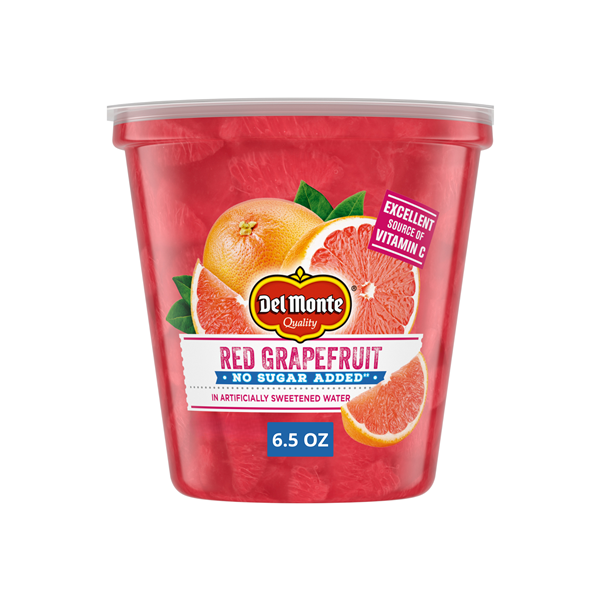 slide 1 of 6, Del Monte Red Grapefruit Fruit Cup Snacks, No Sugar Added, 6.5 oz Cup, 6.5 oz