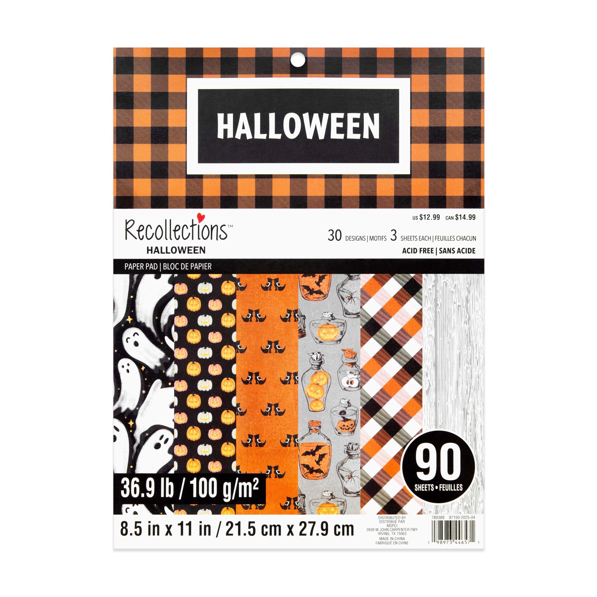 slide 3 of 3, 8.5" X 11" Vintage Halloween Paper Pad, 90 Sheets By Recollections, 8.5 in x 11 in