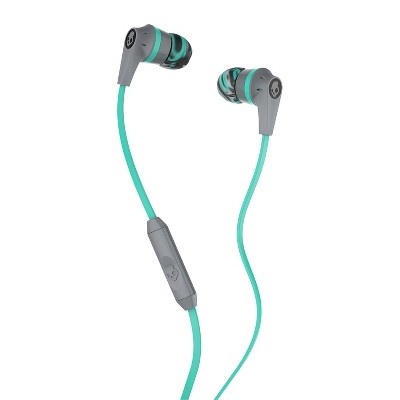 slide 1 of 1, Skullcandy Ink'd Wired Earbuds With Microphone - Gray/Mint, 1 ct