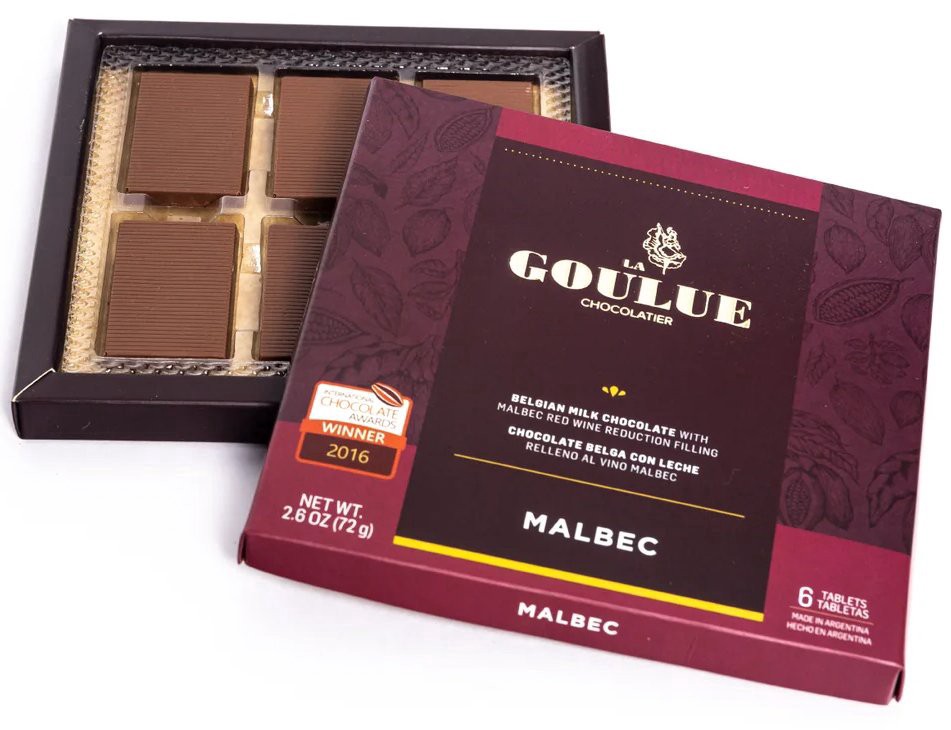slide 1 of 1, La Goulue Malbec Wine Filled Milk Chocolate Tablets, 6 ct