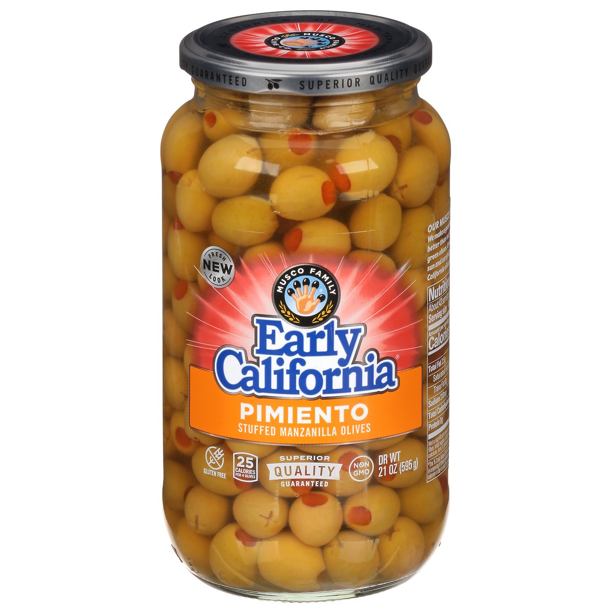 slide 1 of 12, Early California Stuffed Manzanilla Olives, 21 oz