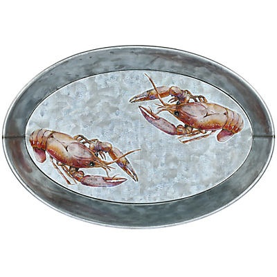 slide 1 of 1, Haven & Key Crawfish Galvanized Oval Tray, 10 in