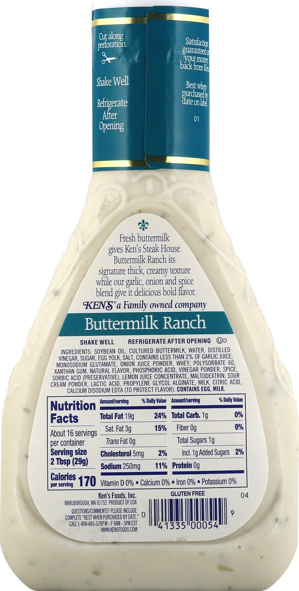 slide 4 of 12, Ken's Steak House Dressing - Buttermilk Ranch, 16 oz