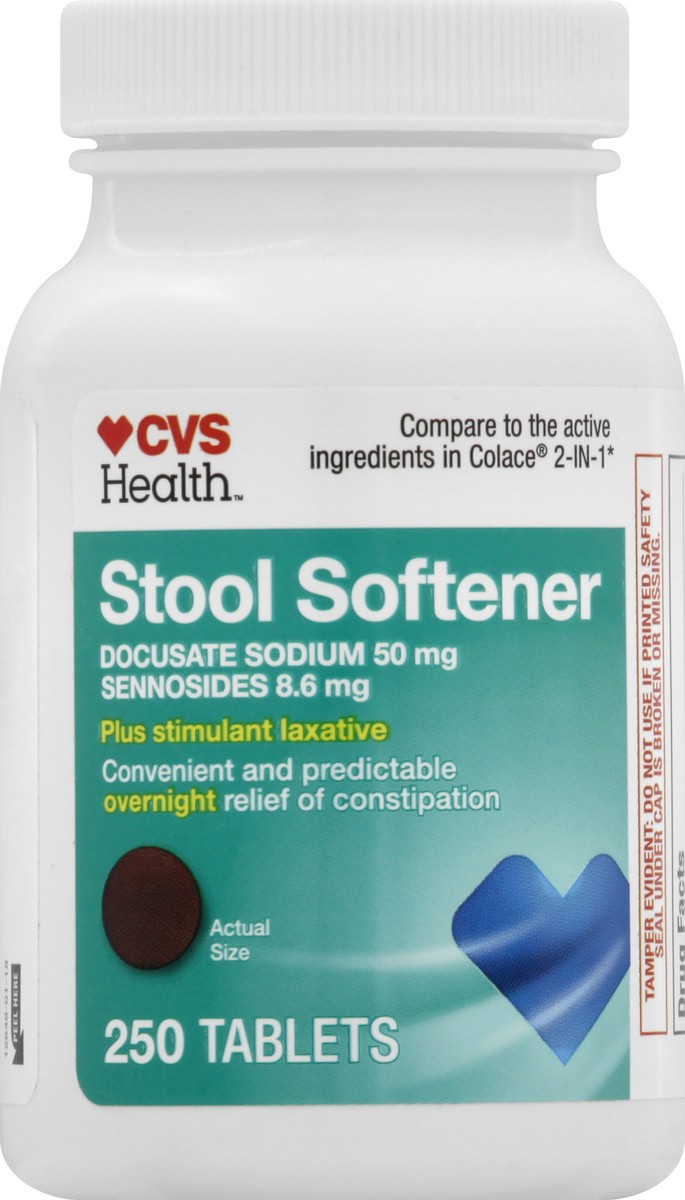 slide 6 of 8, CVS Health Stool Softener Plus Stimulant Laxative Tablets, 250 Ct, 1 ct