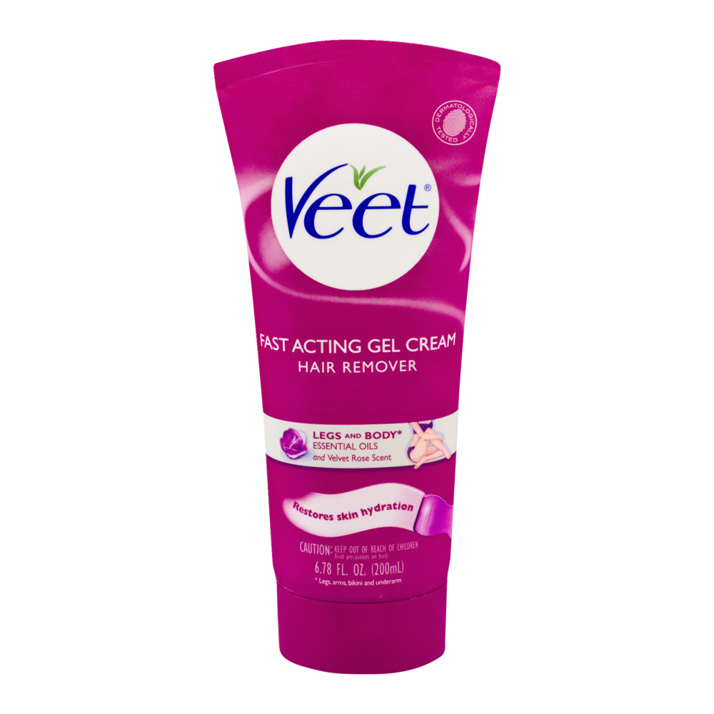 slide 1 of 3, Veet Hair Remover, Legs and Body, Fast Acting Gel Cream, Essential Oils and Velvet Rose Scent, 6.78 oz