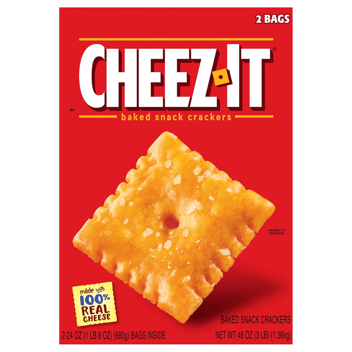 slide 1 of 6, Cheez-It Baked Snack Crackers 2 Bags 24 oz Bag 2 ea, 48 oz