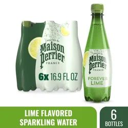 Maison Perrier Forever Lime Flavored Sparkling Water, 16.9 fl oz Plastic Water Bottles, 6 Count