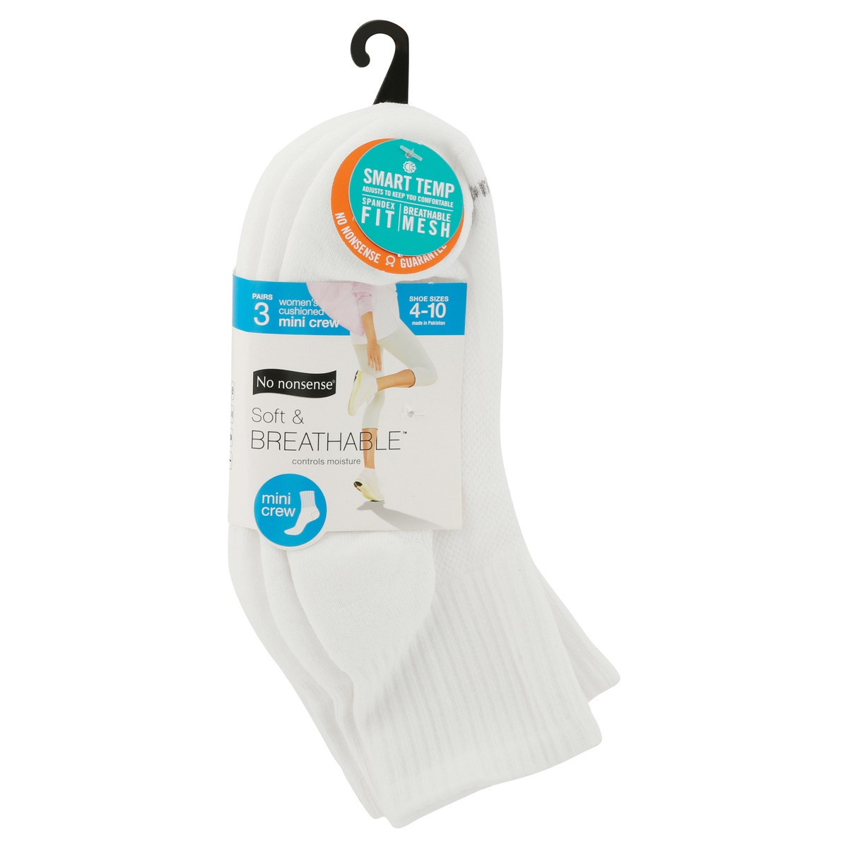 slide 1 of 10, No Nonsense Soft & Breathable Womens Shoe Sizes 4-10 Cushioned White Mini Crew Socks 3 pr, 3 ct; Size 4-10