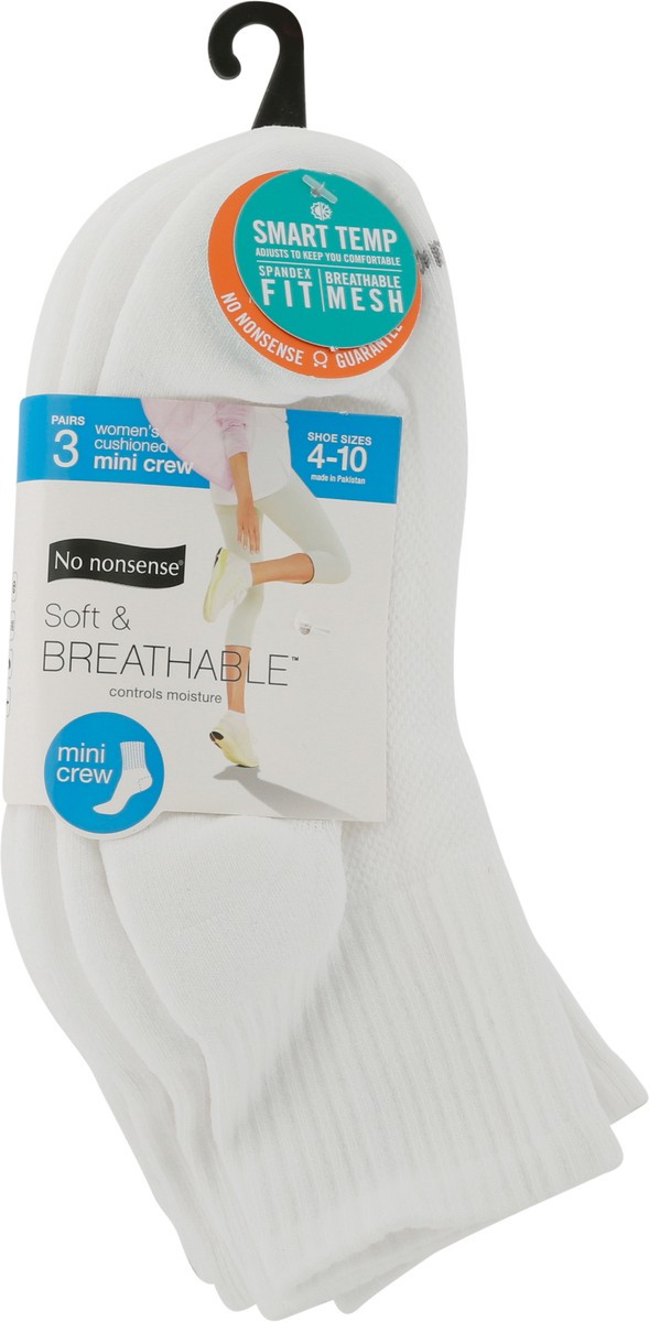 slide 6 of 10, No Nonsense Soft & Breathable Womens Shoe Sizes 4-10 Cushioned White Mini Crew Socks 3 pr, 3 ct; Size 4-10