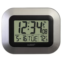 La Crosse Technology WWVB Digital Clock with Indoor temperature - Silver