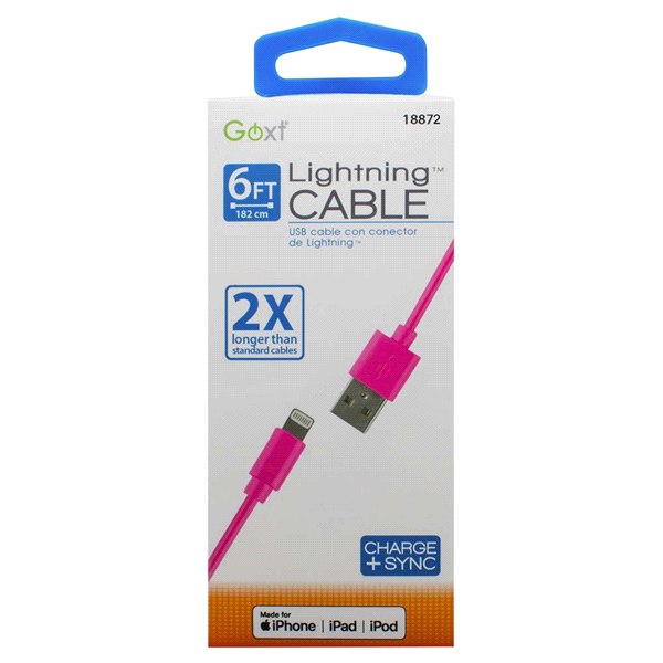 slide 1 of 1, Goxt 6 Foot Pink Lightning Cable, 1 ct