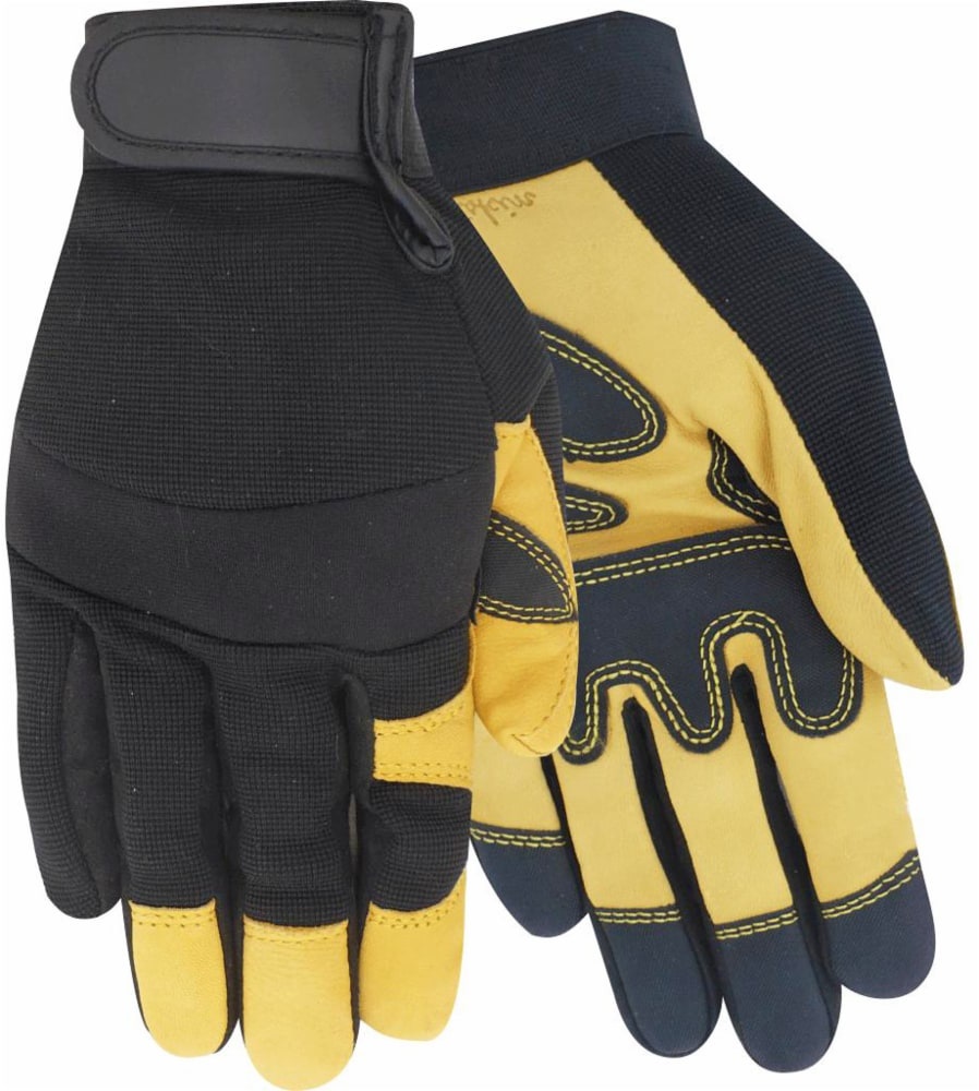 slide 1 of 1, Red Steer Glove Company Men's Goatskin Hybrid Work Gloves - Black/Yellow, 1 ct