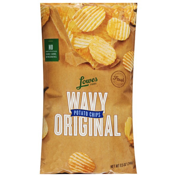slide 1 of 1, Lowes Foods Wavy Original Potato Chips, 8.5 oz