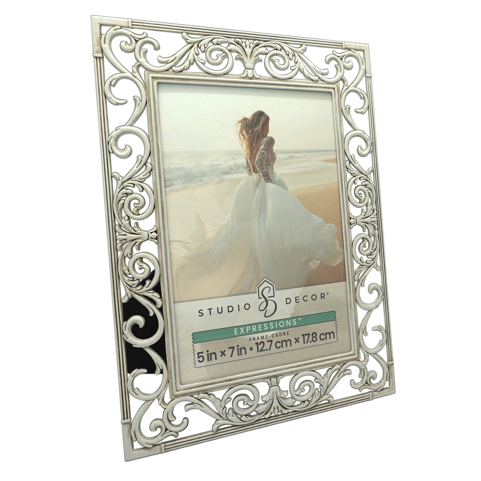 slide 2 of 3, Expressions Antique White Vine Frame By Studio Decor, 5 in x 7 in