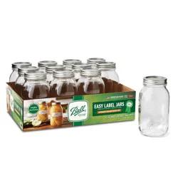 Ball Regular Mouth Easy Label Quart Jars 12 Each