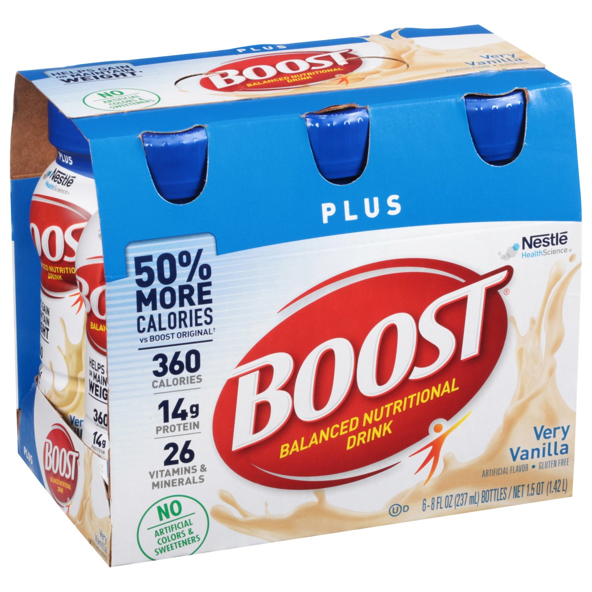 slide 8 of 9, Boost Plus Very Vanilla Balanced Nutritional Drink 6 - 8 fl oz Bottles, 6 ct; 8 oz