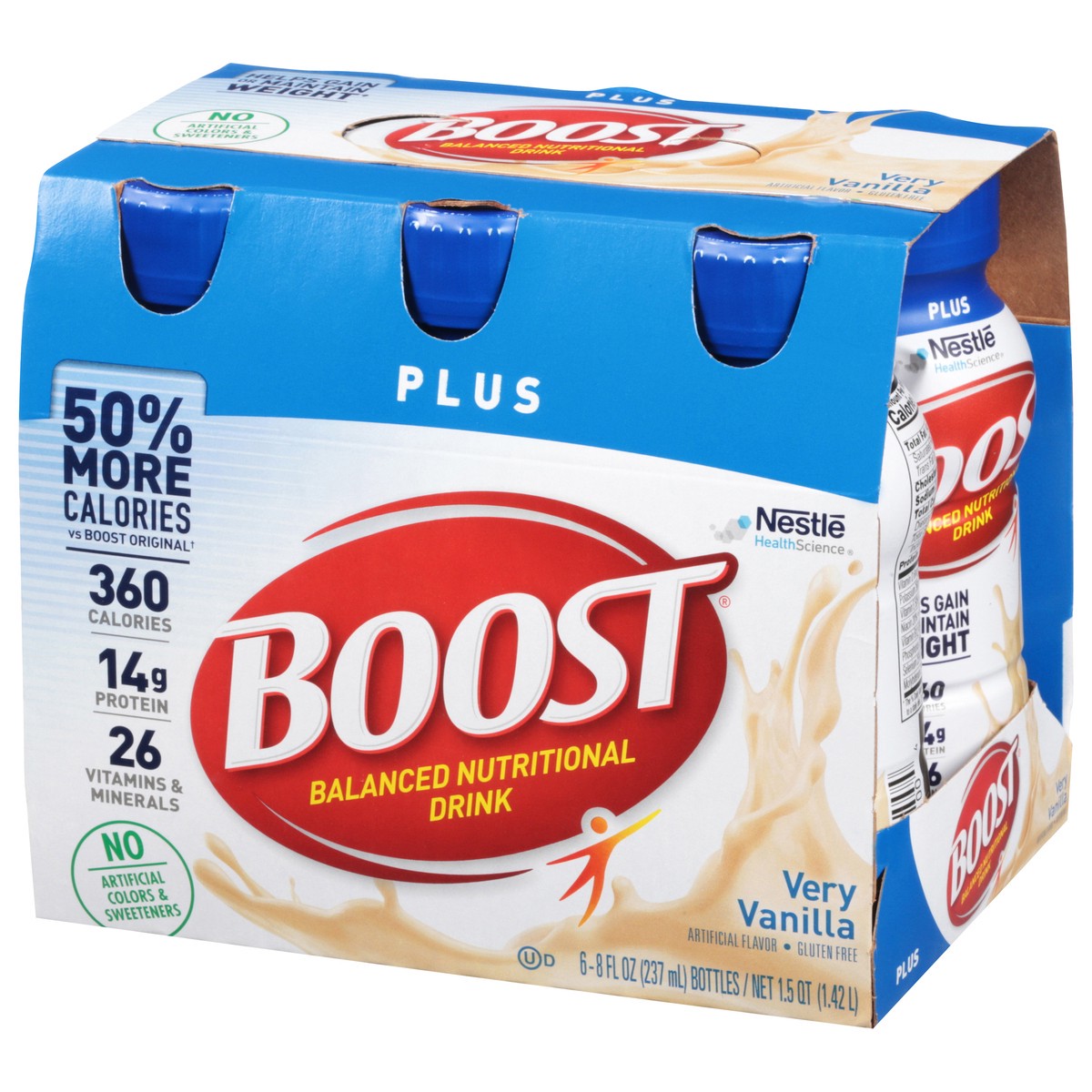 slide 9 of 9, Boost Plus Very Vanilla Balanced Nutritional Drink 6 - 8 fl oz Bottles, 6 ct; 8 oz