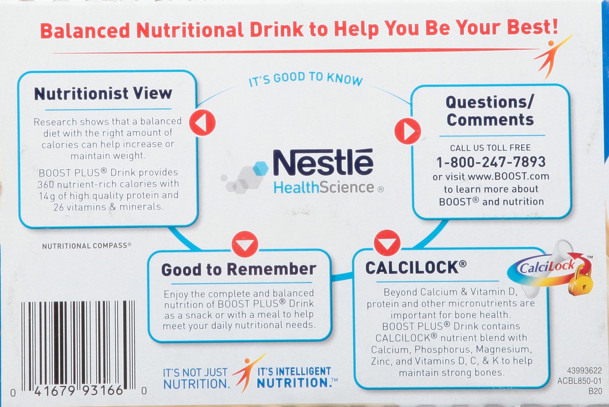 slide 5 of 9, Boost Plus Very Vanilla Balanced Nutritional Drink 6 - 8 fl oz Bottles, 6 ct; 8 oz