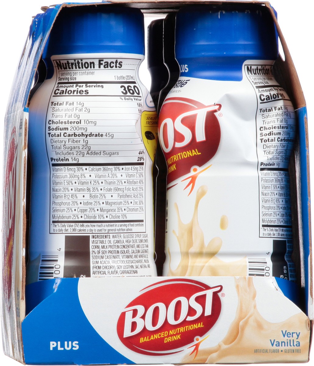 slide 2 of 9, Boost Plus Very Vanilla Balanced Nutritional Drink 6 - 8 fl oz Bottles, 6 ct; 8 oz