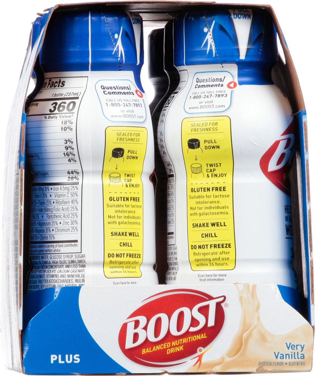 slide 4 of 9, Boost Plus Very Vanilla Balanced Nutritional Drink 6 - 8 fl oz Bottles, 6 ct; 8 oz