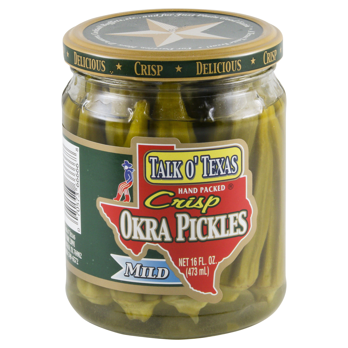 slide 1 of 4, Talk O' Texas Crisp Mild Okra Pickles, 16 oz