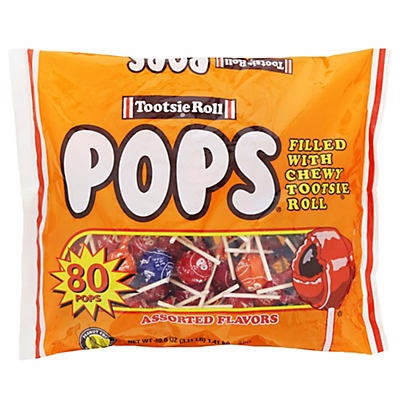 slide 1 of 1, Tootsie Roll Pops Assorted Flavors, 80 ct