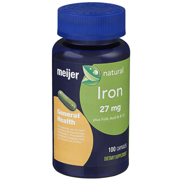 slide 1 of 3, Meijer Natural Iron 27mg Capsule, 100 ct