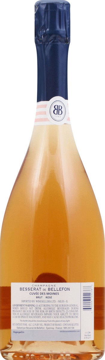 slide 2 of 8, Besserat de Bellefon Cuvee des Moines Brut Rose Champagne, 750 ml