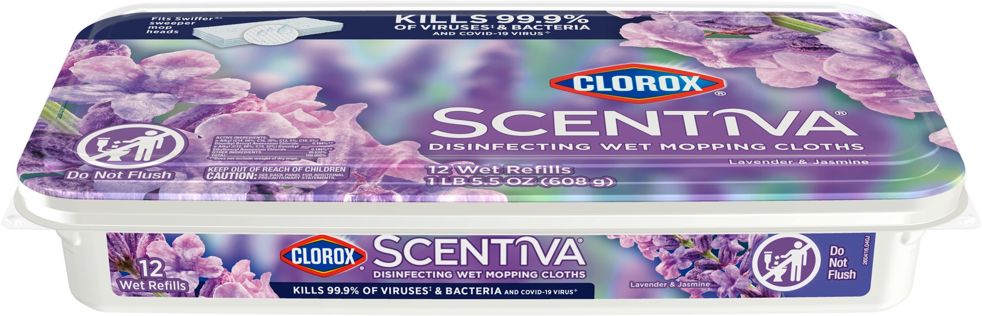 slide 1 of 2, Clorox Scentiva Disinfecting Wet Mopping Cloths – Tuscan Lavender & Jasmine - 12ct, 12 ct