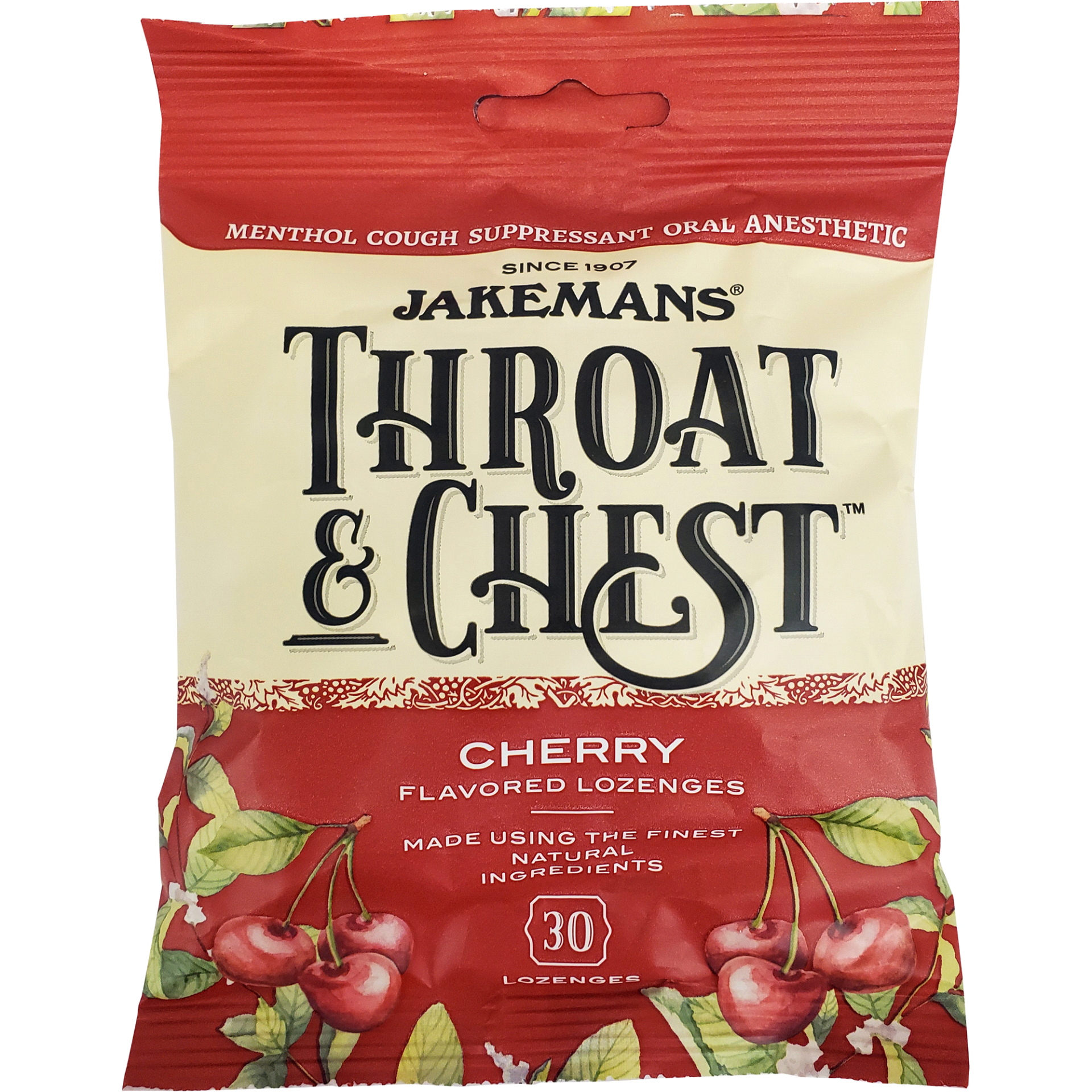slide 1 of 1, Jakeman's Throat & Chest, Lozenges, Cherry Flavored, 30 ct
