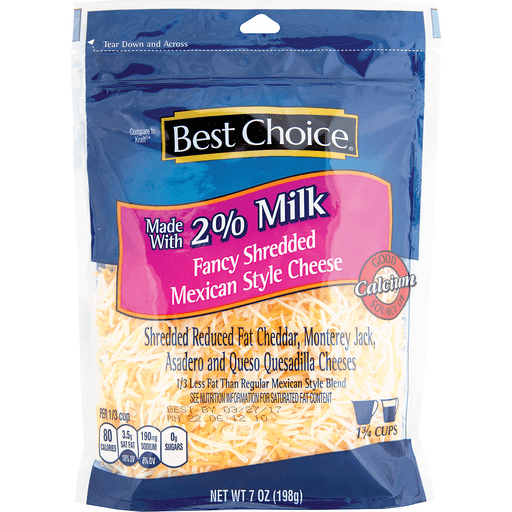 slide 1 of 1, Best Choice Fancy Shredded Reduced Fat Mexican Style Cheese, 8 oz