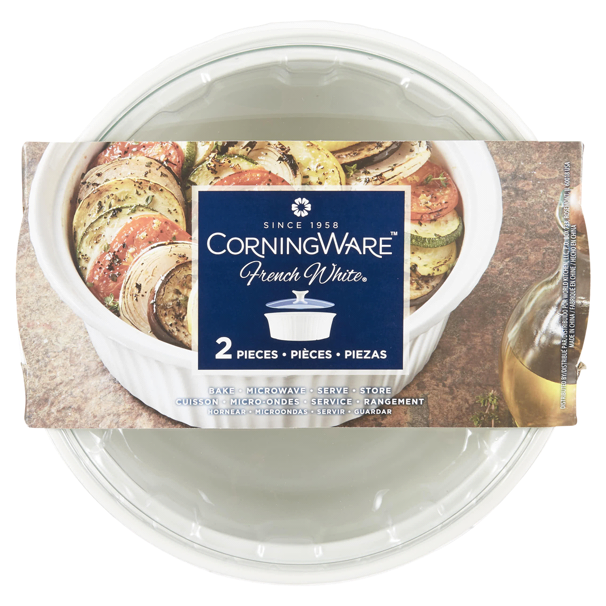slide 1 of 29, CorningWare French White Round Casserole with Glass Lid, 2.5 qt