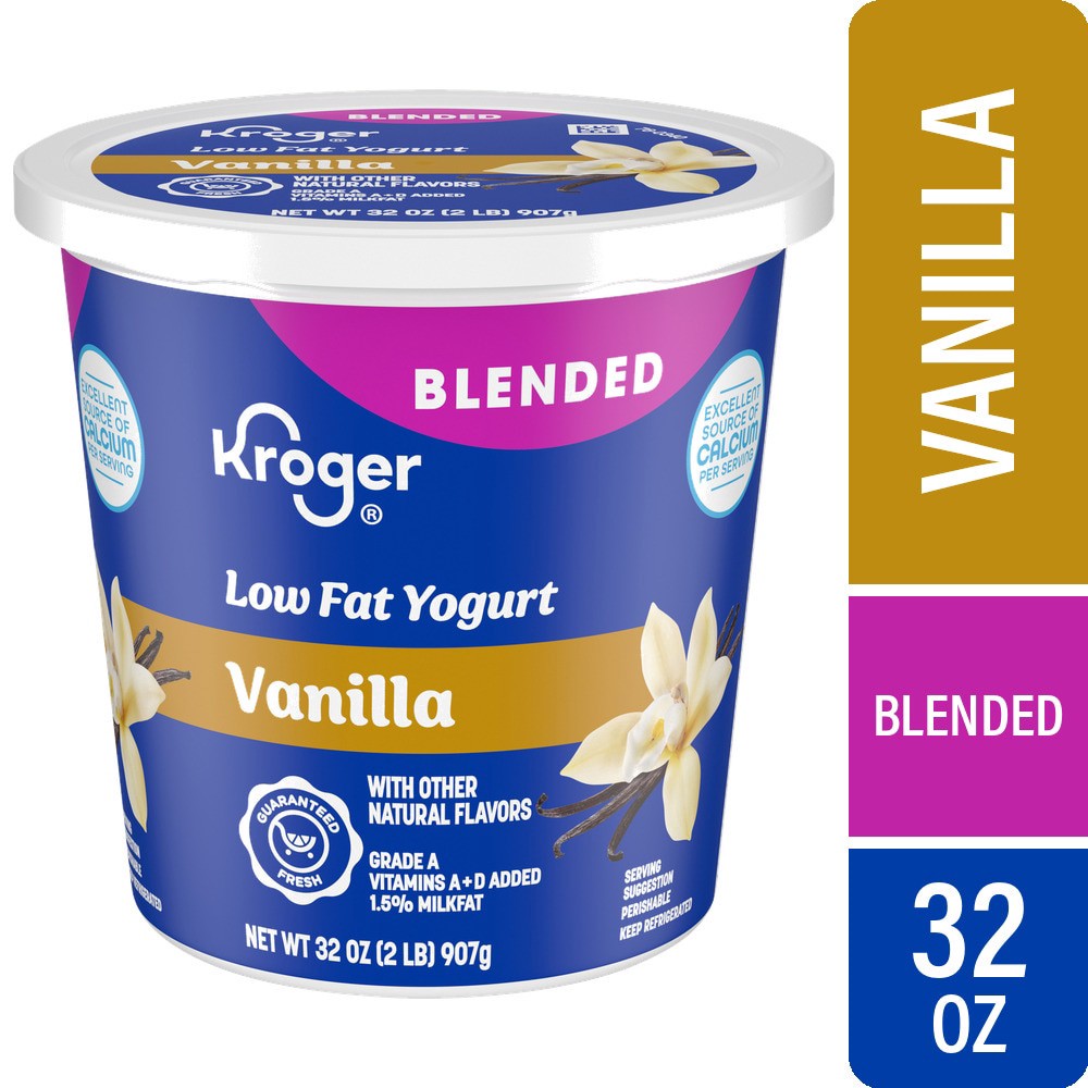slide 1 of 2, Kroger® Blended Vanilla Low Fat Yogurt, 32 oz