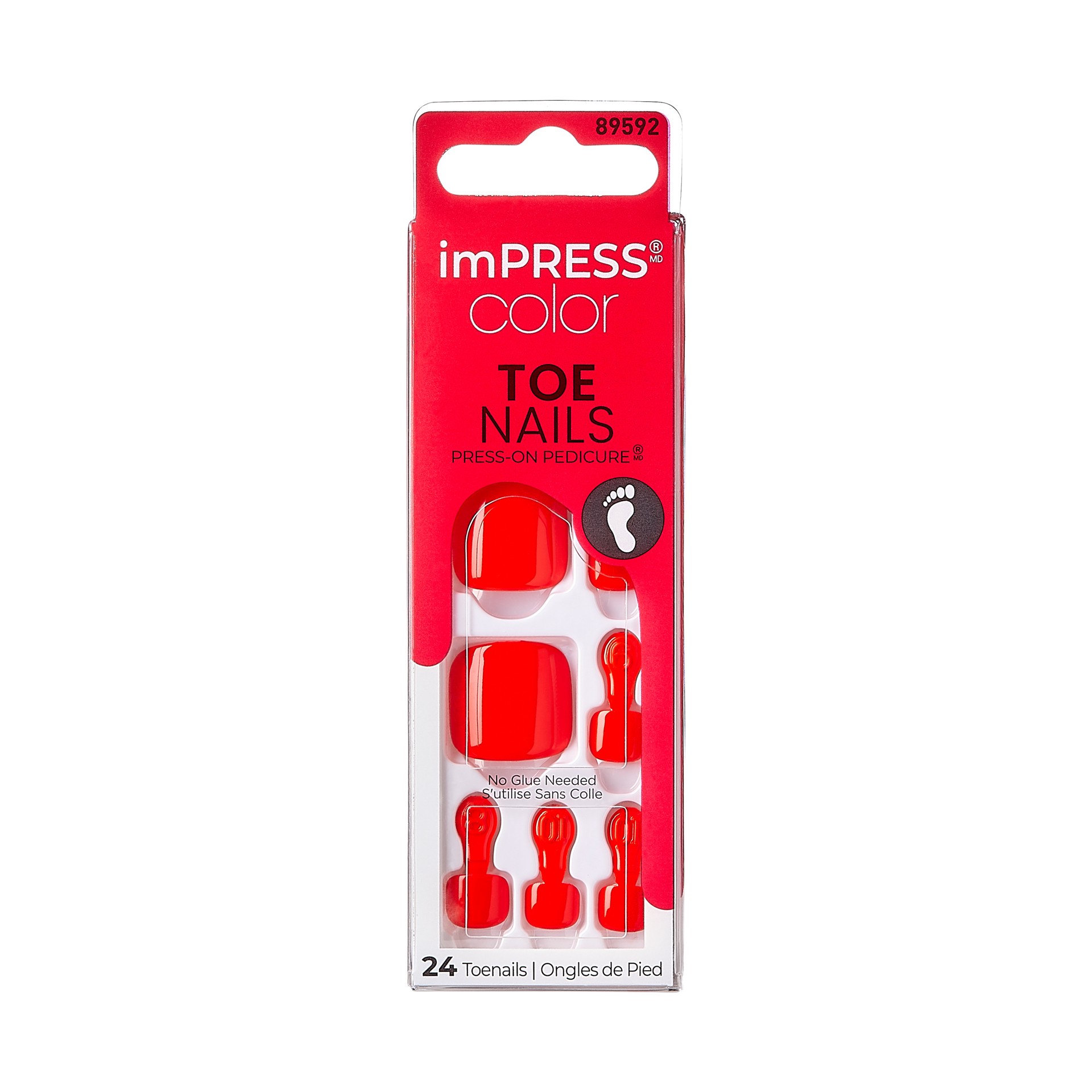 slide 1 of 5, imPRESS Color Press-On Toenails, No Glue Needed, Neon Orange, Square, 27 Ct., 28 pc