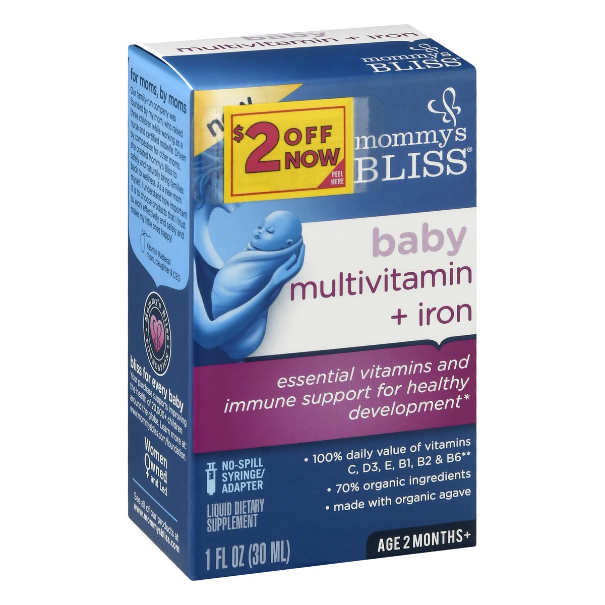 slide 2 of 9, Mommy's Bliss Age 2 Months+ Baby Multivitamin + Iron 1 oz, 1 oz