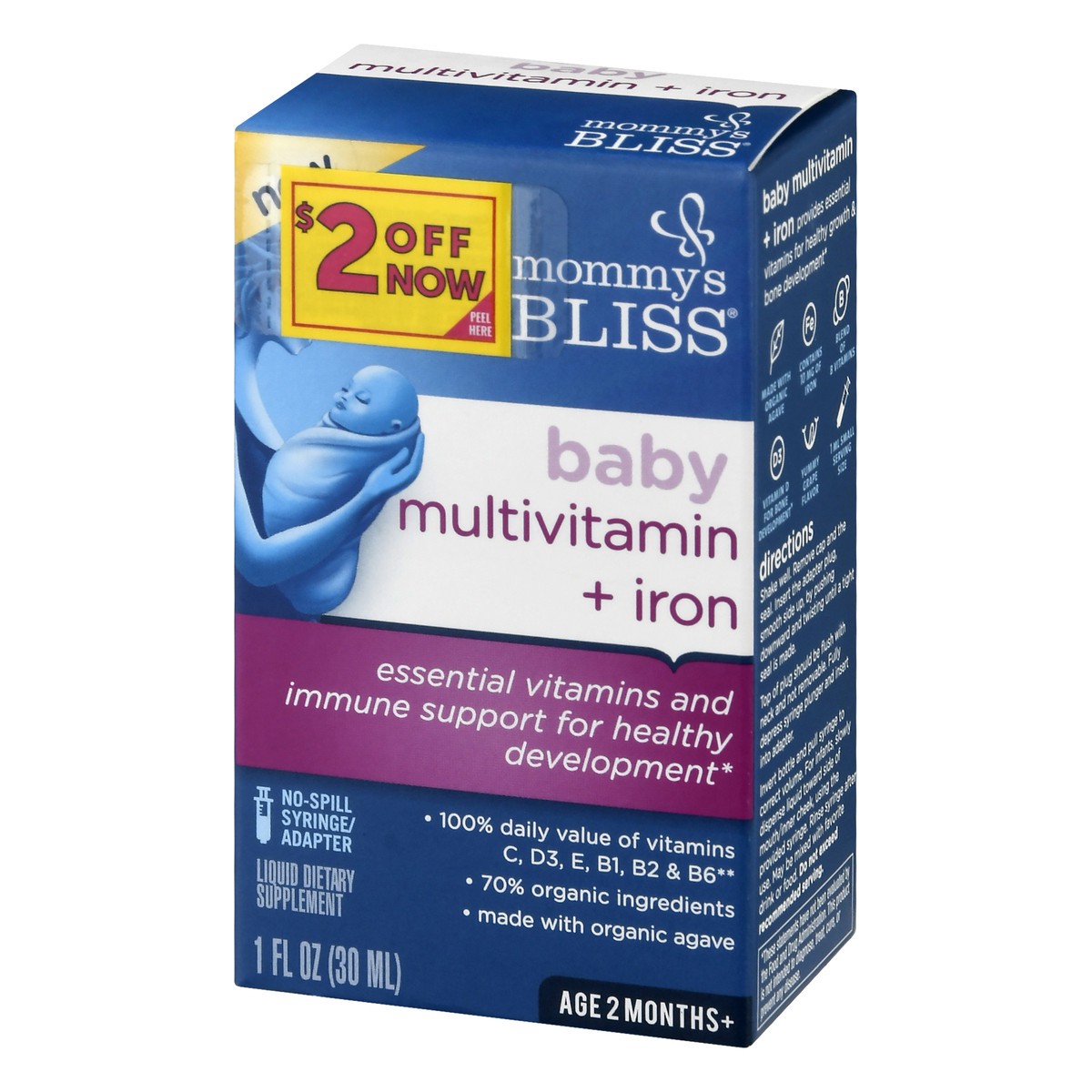 slide 8 of 9, Mommy's Bliss Age 2 Months+ Baby Multivitamin + Iron 1 oz, 1 oz